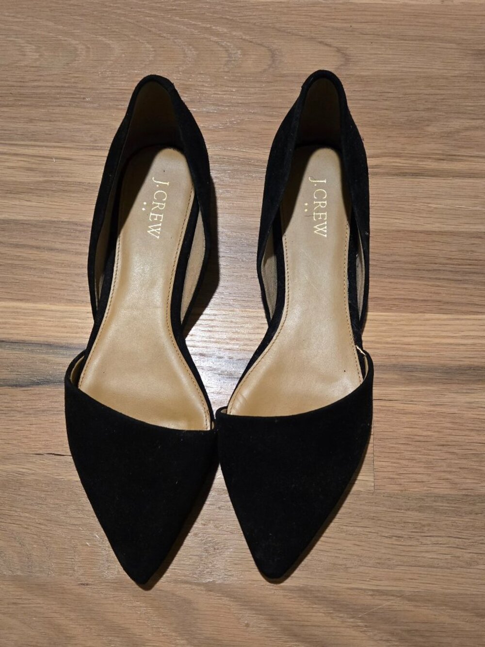 J.Crew Zoe D’Orsay Flats Black Suede LeatherPointed Toe Size 9 Classic